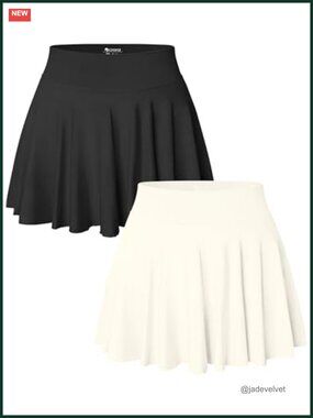 2 Pack Stretchy Nylon Spandex Seamless Flared Mini Skirts
